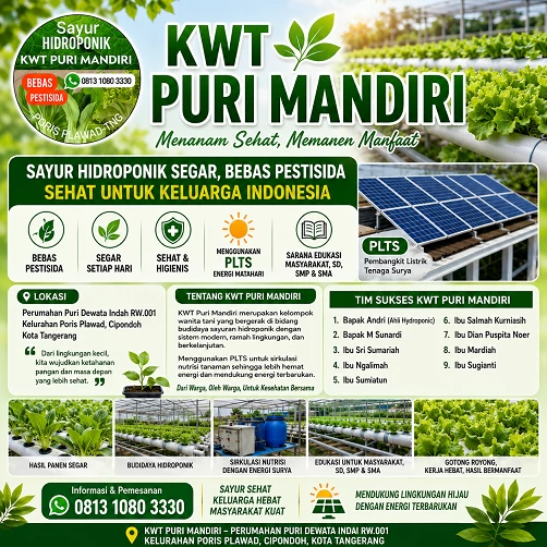 Instalasi hidroponik KWT Puri Mandiri